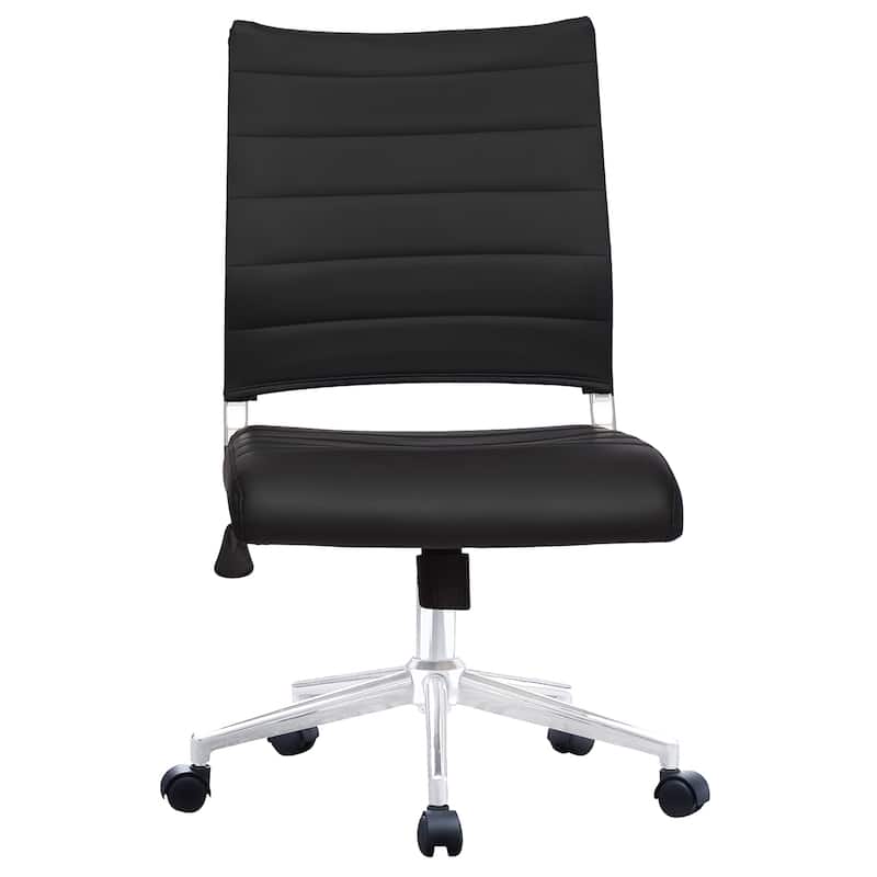 (Retired) Ergonomic Executive Mid back PU Leather Office Chair Armless Side No Arms Tilt With Wheels and Padded Cushioned Seat