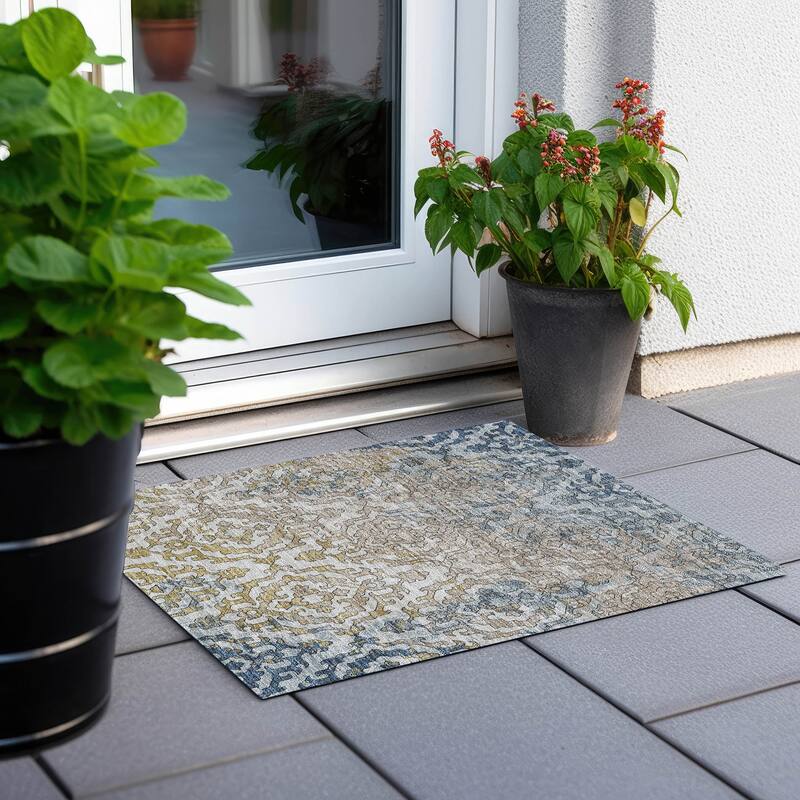 Machine Washable Indoor/ Outdoor Chantille Transitional Rug - Sky - 1'8" x 2'6"