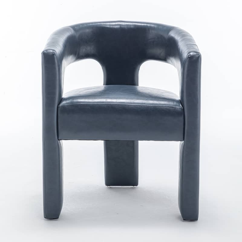 SEYNAR Modern Glam PU Leather Upholstered Dining Chair, Open-Back Accent Chair Set of 2