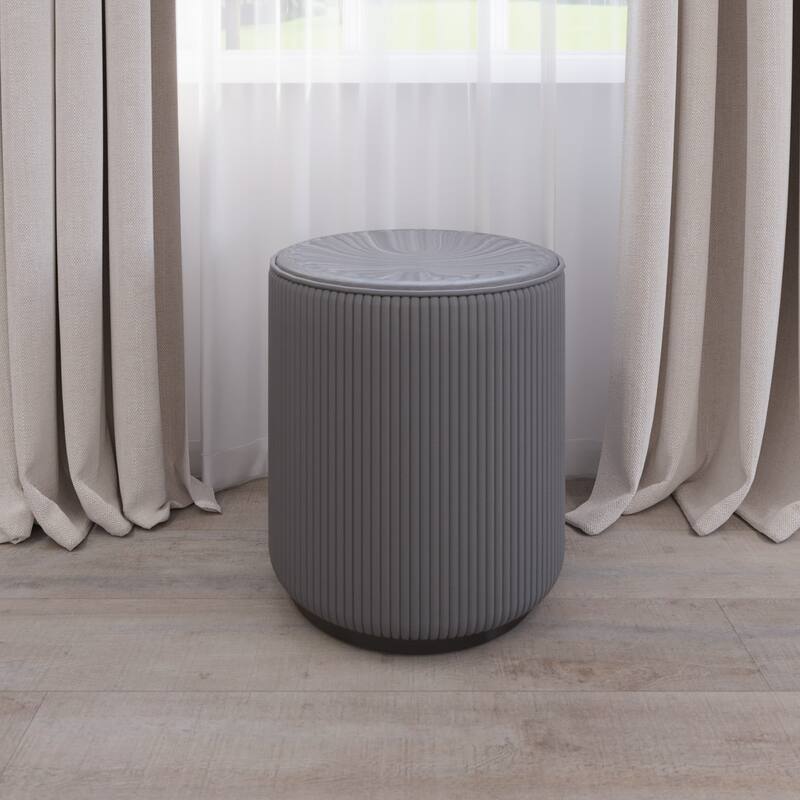Round Ottoman Elegant Vanity Stool and Footrest for Bedroom, Makeup Desk, or Living Room