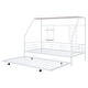 preview thumbnail 18 of 18, White Twin Size Metal House Bed with Trundle and Roof for Kids' Rooms