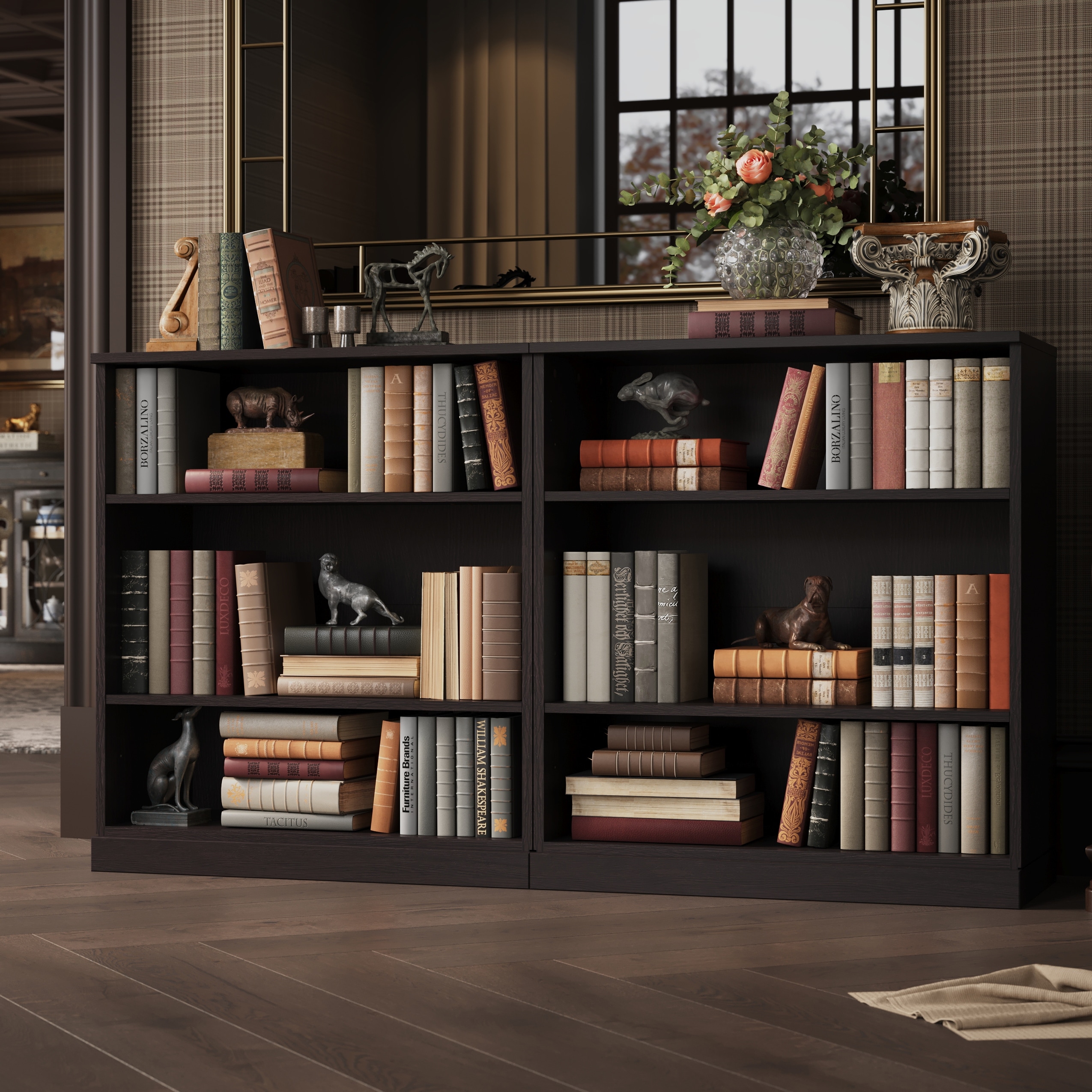 Palace Imports Premium 100% Solid European Oak Hardwood 6-Shelf Modular Bookcase - 64" Wide, 35.75" Tall