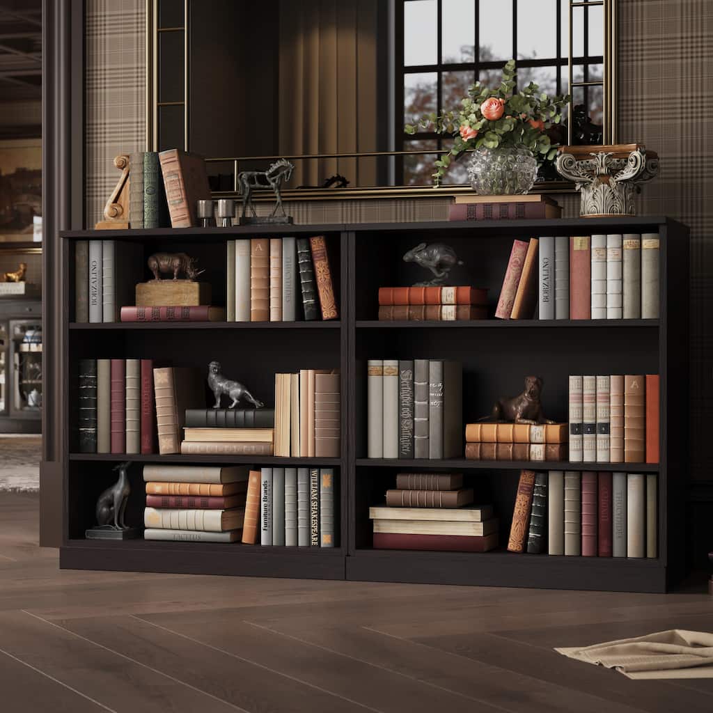 Palace Imports Premium 100% Solid European Oak Hardwood 6-Shelf Modular Bookcase - 64" Wide, 35.75" Tall