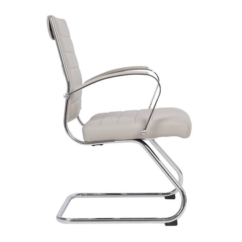 Benmar Series Mid Back Modern Leather Office Executive Desk Chair, Ergonomic Seating with Stainless Steel Sled Base