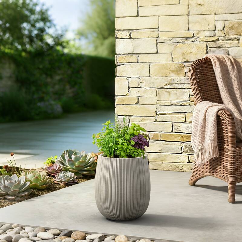 Concrete Tall Round Modern Design Planter with Drainage Hole