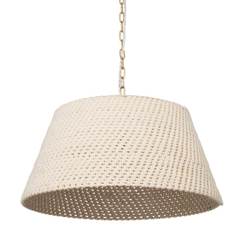 Tosha 1-Light Tapered Cotton Rope Drum Pendant - 24.0L x 24.0W x 13.5H