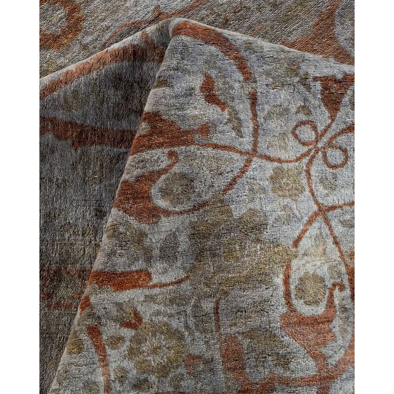 Overton Hand Knotted Wool Vintage Inspired Modern Contemporary Overdyed Gray Area Rug - 10' 0" x 13' 7"