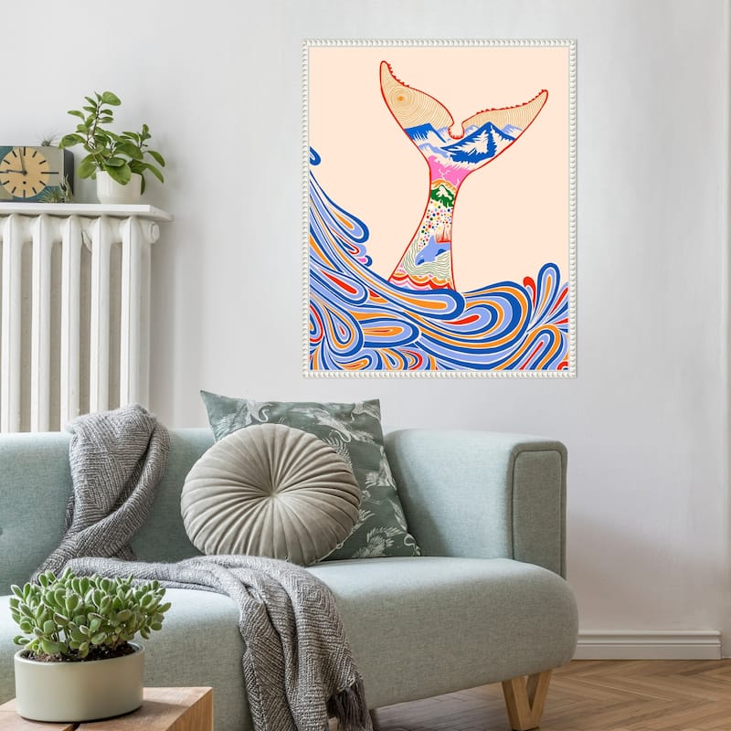 Feeling Blue Whale Tail by Kintsugi99 Framed Canvas Wall Art