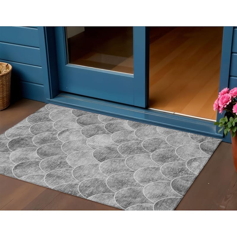 HomeRoots Abstract Transitional Rectangle Outdoor Rug - 3' x 5'