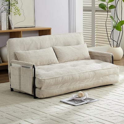 Mixoy Muti-Functional Folding Loveseat Floor Sofa Bed,Lazy Sofa with Pillows,6 Position Adjustable Backrest