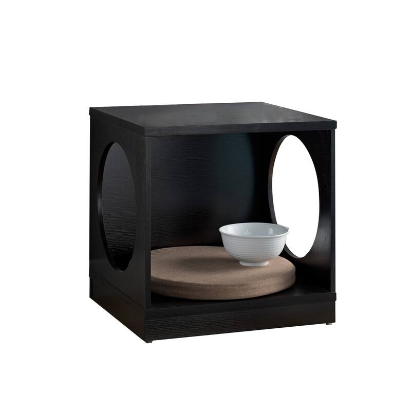 19.75 in. Black Square Wood End Table, Sturdy Build End Side Table for Living Rooms