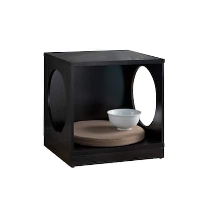 19.75 in. Black Square Wood End Table, Sturdy Build End Side Table for Living Rooms