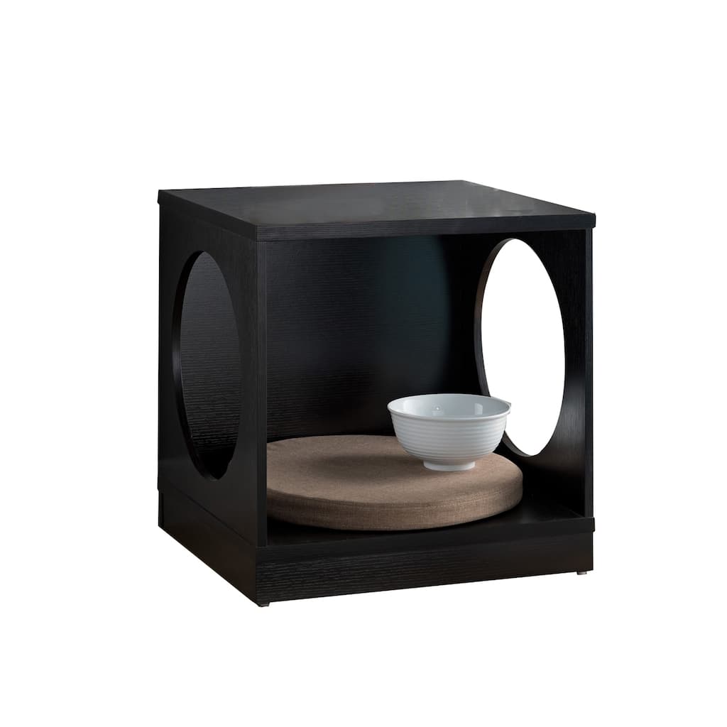19.75 in. Black Square Wood End Table, Sturdy Build End Side Table for Living Rooms