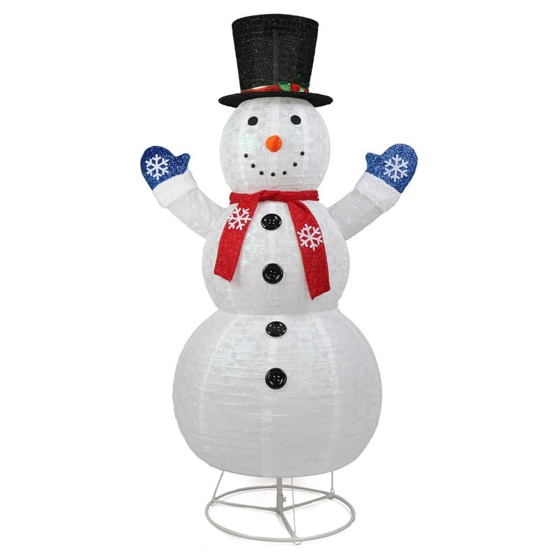 Lighted Pop-Up Snowman with 200 LED Lights - White