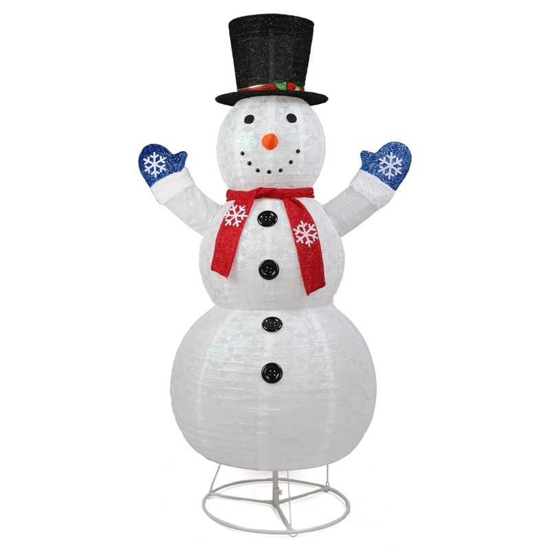 Lighted Pop-Up Snowman with 200 LED Lights - White