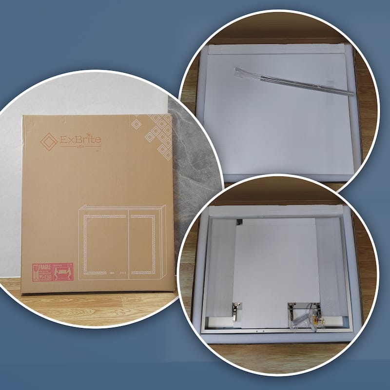 ExBrite 36" x 30" LED Lighted Bathroom Medicine Cabinet with Mirror,Recessed or Surface Mount,Defog