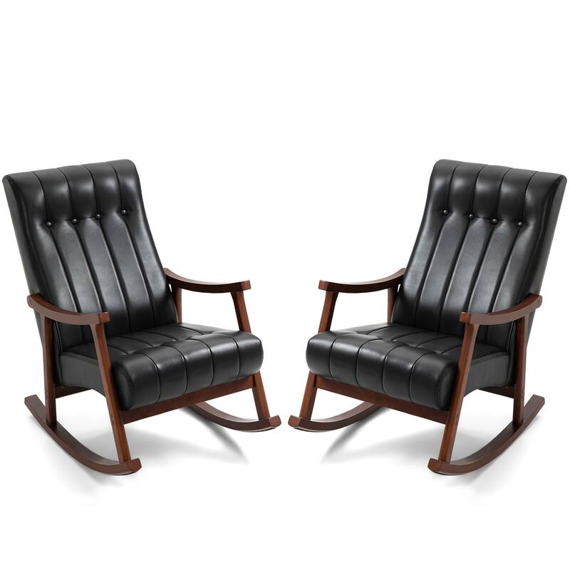 AVAWING Upholstered Rocking Chair Modern High Back Armchair Set of 2