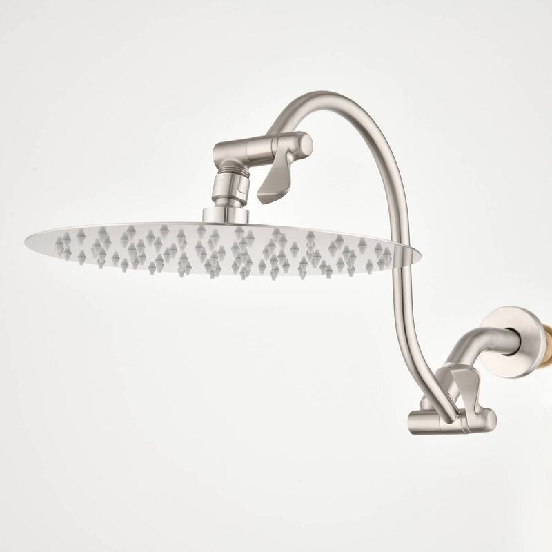 Bathlet 10" Rain Shower Head with Adjustable Height & Distance Extension Arm
