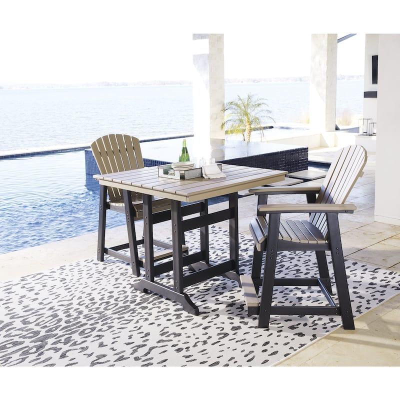 Signature Design by Ashley Fairen Trail Black/Driftwood 3-Piece Outdoor Dining Package - 42"W x 42"D x 37"H