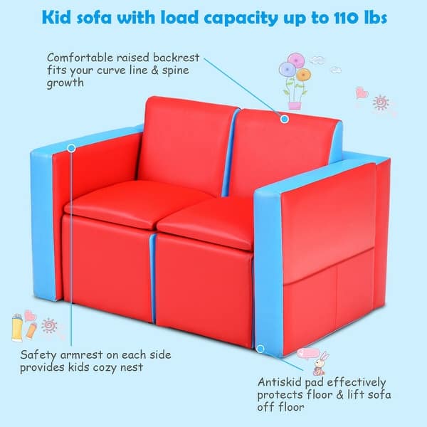 Shop Gymax Multi Functional Kids Sofa Table Chair Set Couch