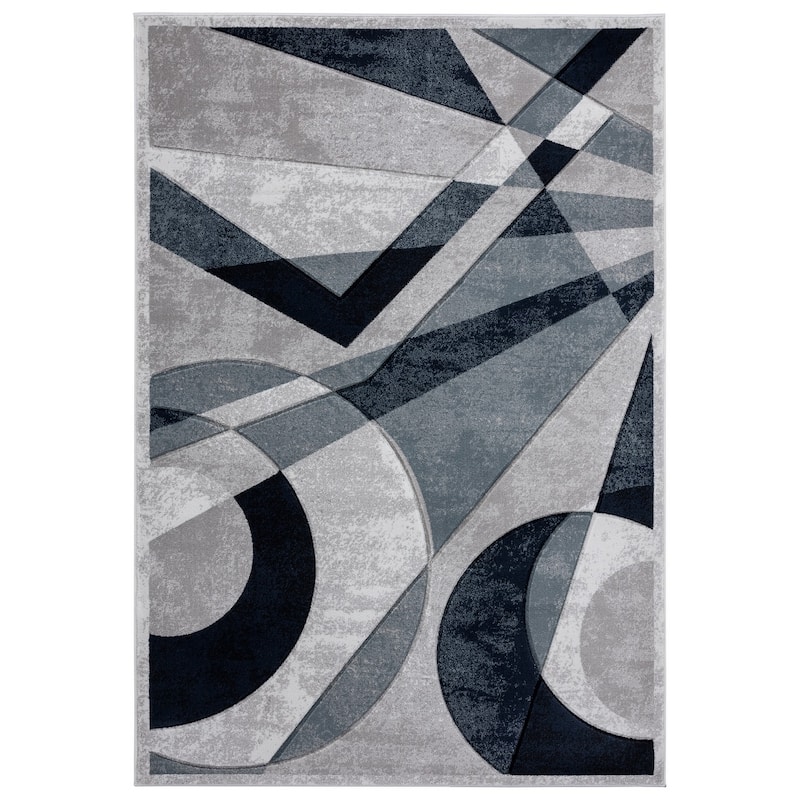 Orelsi Collection Abstract Area Rug with Hand Carved Accents - 2'1'' X 3'3'' - Grey/Black