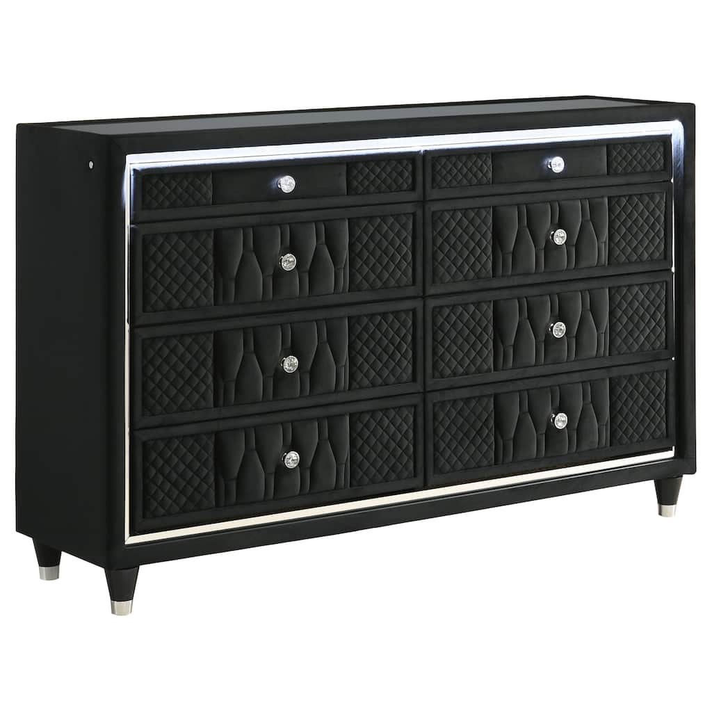 Lorient 8-drawer LED Bedroom Dresser Cabinet Black