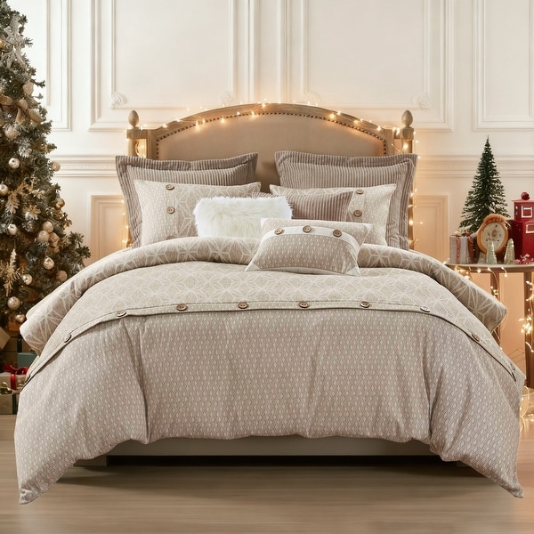 Madison Park Signature Grace Taupe Geometric Oversized Jacquard