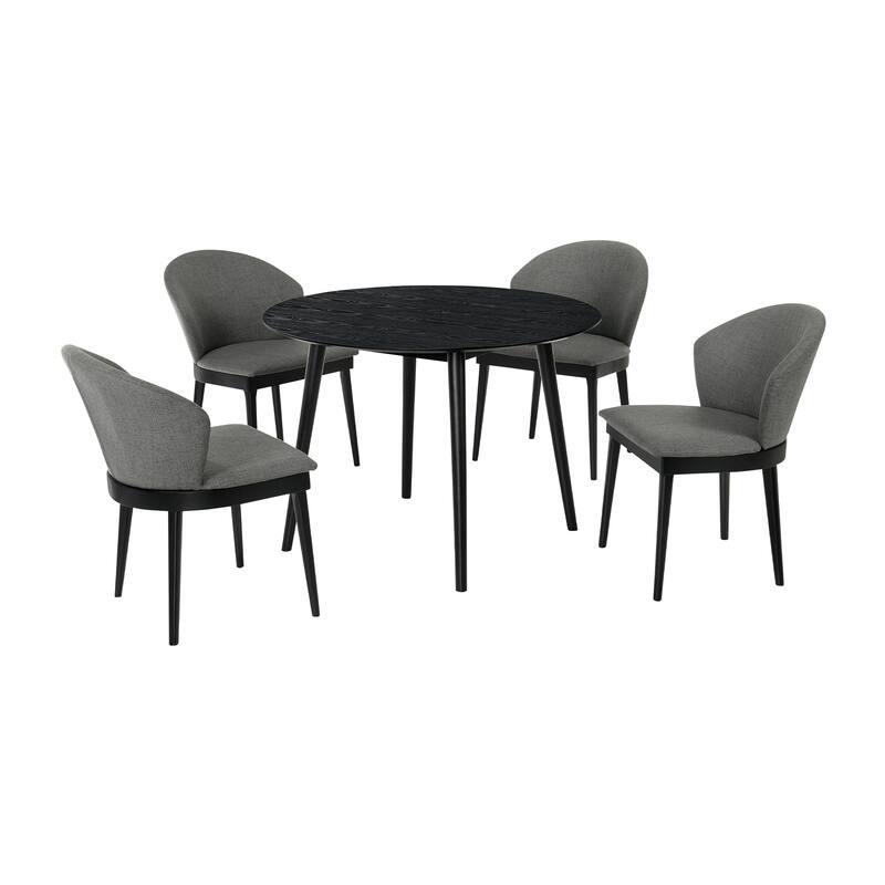 Arcadia and Juno 42" Round Wood 5 Piece Dining Set