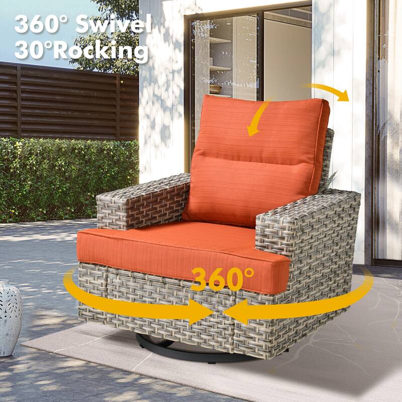 XIZZI 9-piece Outdoor Patio Wicker Furniture Swivel Chair Set