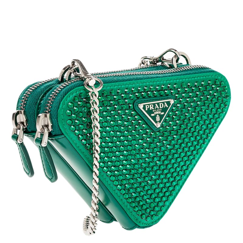 Prada Triangle Mini Bag with Crystals and Leather