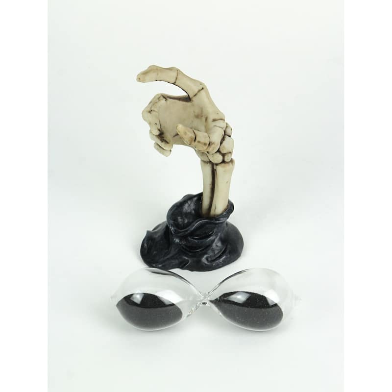 Creepy Skeleton Hand Bone Finish Hourglass Sand Timer - 6.5 X 3 X 2.5 inches