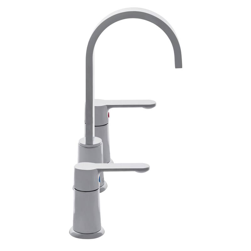 SAFAVIEH Solea Cara Stainless Steel Widespread Dual Handle Bathroom Faucet - 14.9" x 5.7" x 10" - 15Wx6Dx10H
