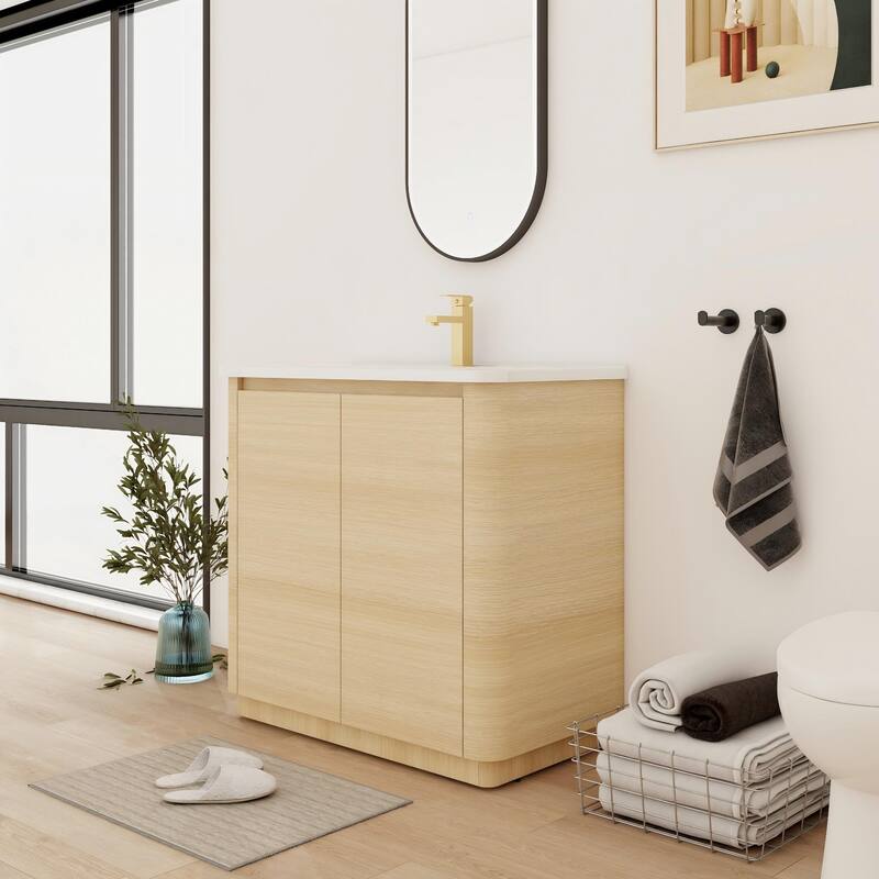 Bathroom Vanity With Sink In 36/40/48/52/60/64/84/92 Inch, Freestanding Bathroom Vanity With Doors and Adjustable Shelf