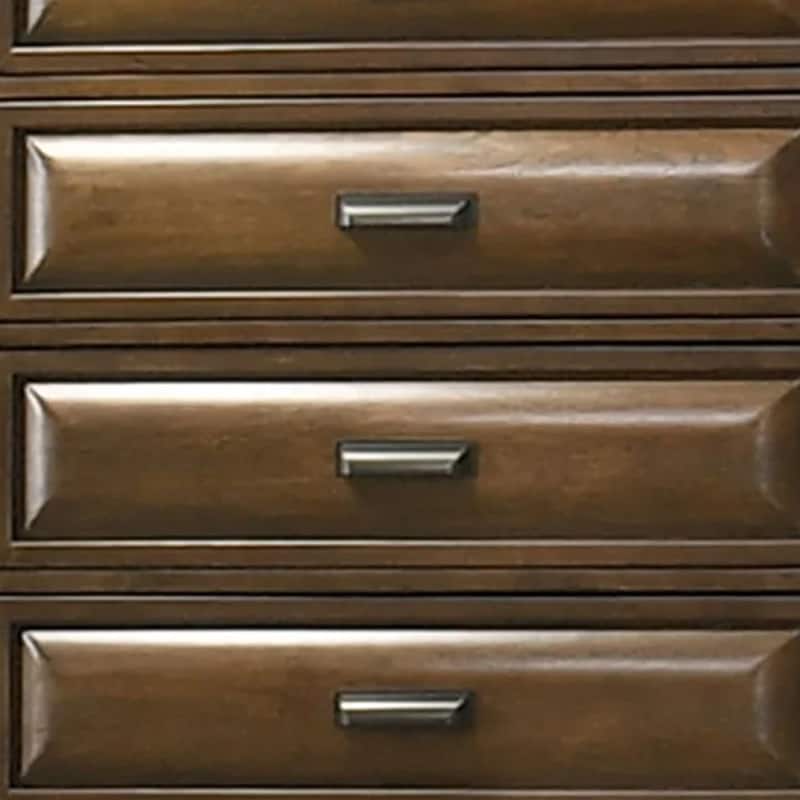 Cair Tall Dresser Chest, 5 Beveled Drawers, Bronze Metal, Brown Wood