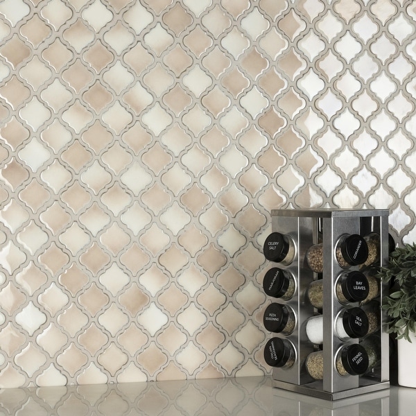 SomerTile Hudson Tangier Truffle 12.38" x 12.5" Porcelain Mosaic Tile. Opens flyout.