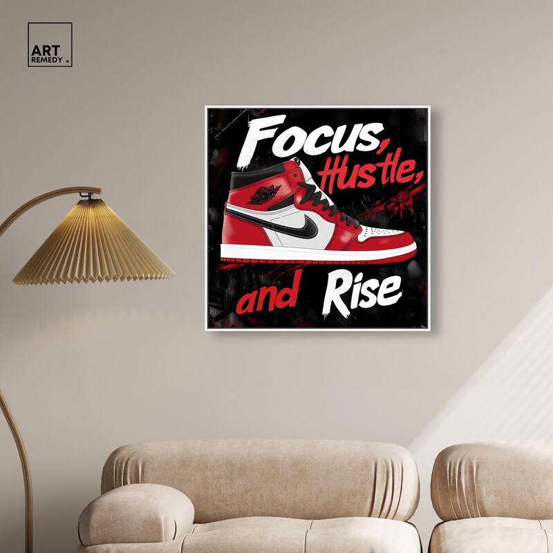 Hustle and Rise Sneaker Red Canvas by Art Remedy