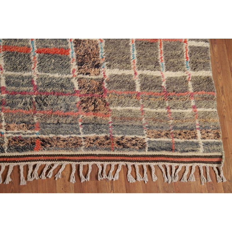Plush Moroccan Large Area Rug Handmade Wool Carpet - 9'7" x 14'9"