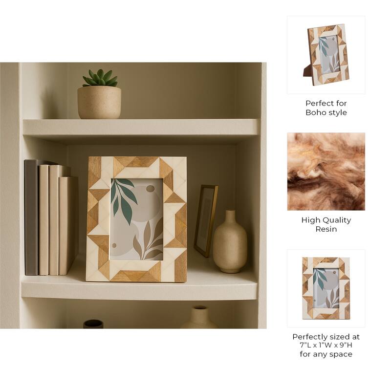 Resin Geometric Design Picture Frame - White, 4x6 in.