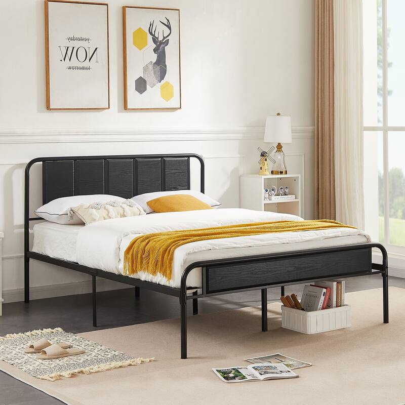 VECELO Platform Bed Frame with Wood Headboard,Twin/Full/Queen Size Bed