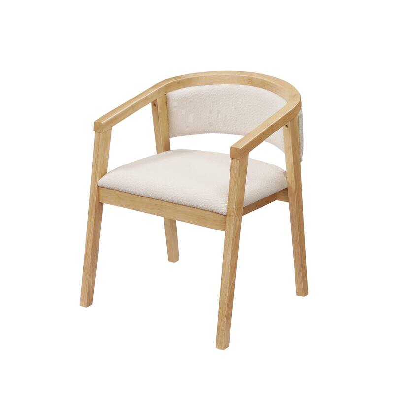 Christopher Knight Home - Noren Mid-Century Boucle Upholstered U-Shaped Dining Chair with Armrest - Set of 2