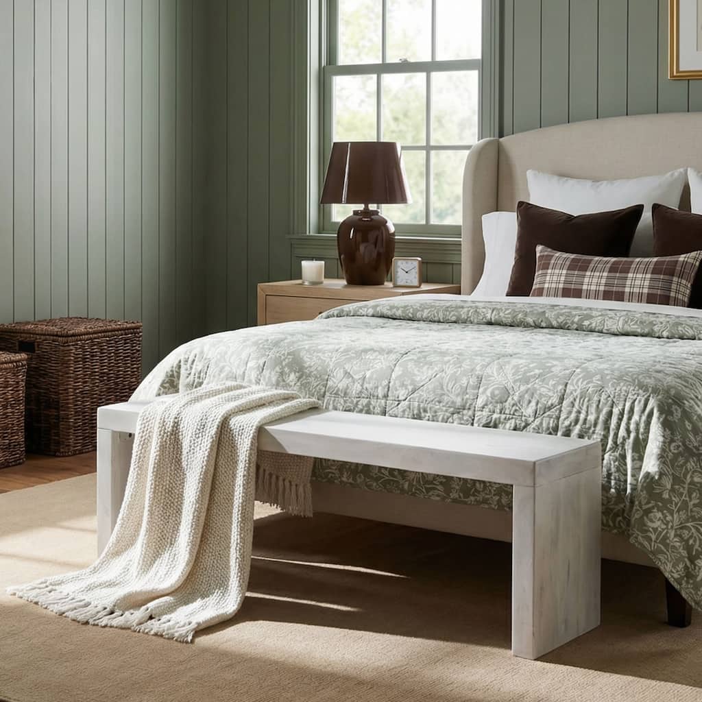 Karson White Sand Solid Wood Bench by East at Main