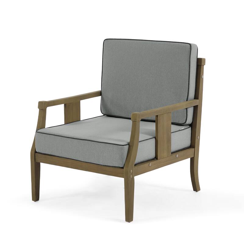 6-Piece Outdoor Teak Seating Set Armchair Patio Conversation Sets with 2 Tables, Cushion