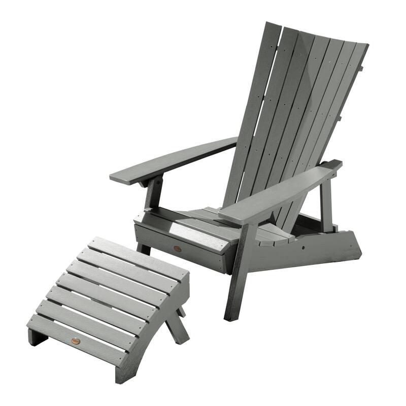 HIGHWOOD Modern Outdoor Chair and Ottoman Set - Coastal Teak
