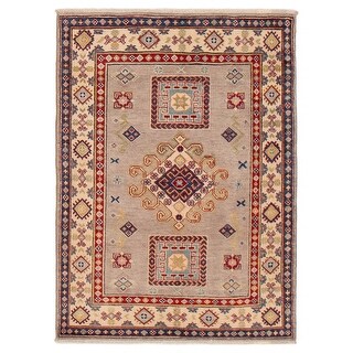 ECARPETGALLERY Hand-knotted Uzbek Ghazni Grey Wool Rug - 3'5 x 4'6 ...