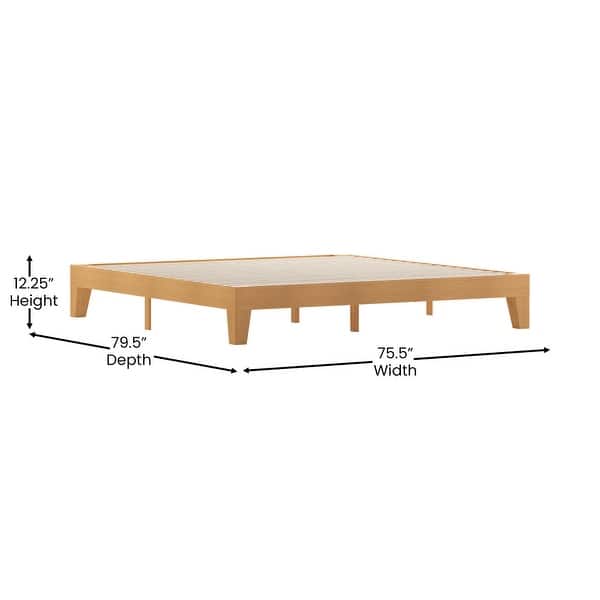 dimension image slide 1 of 8, Wood Platform Bed with 14 Wooden Support Slats