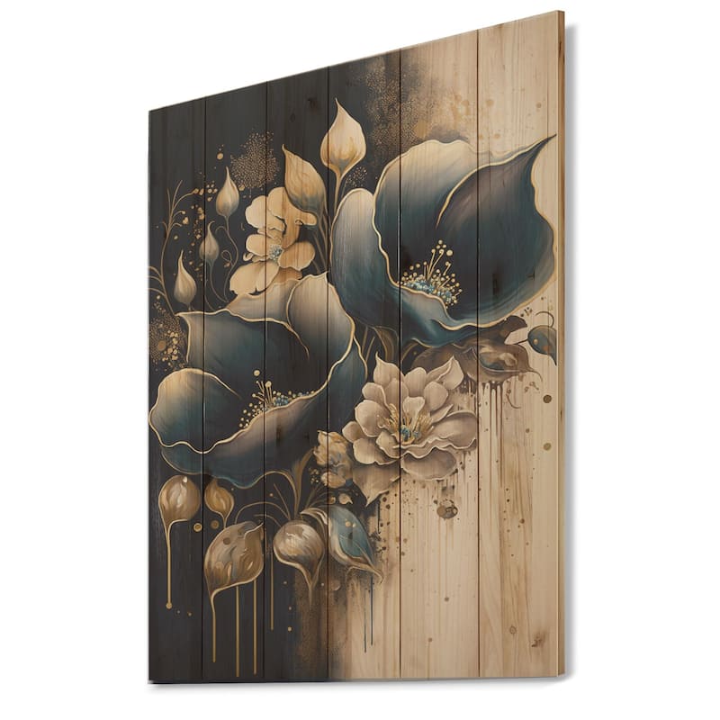 Designart 'Deep Blue Calla Lily Bouquet II' Floral Calla Lily Wood Wall ...