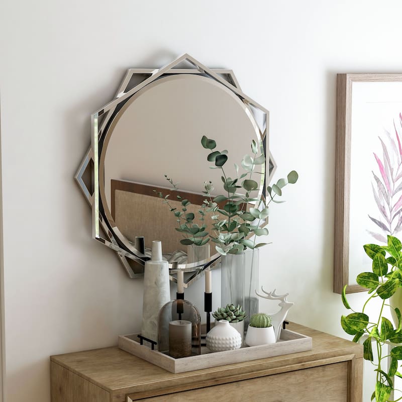St Genies Contemporary Metal Beveled Wall Mirror by Carson Carrington - Chrome