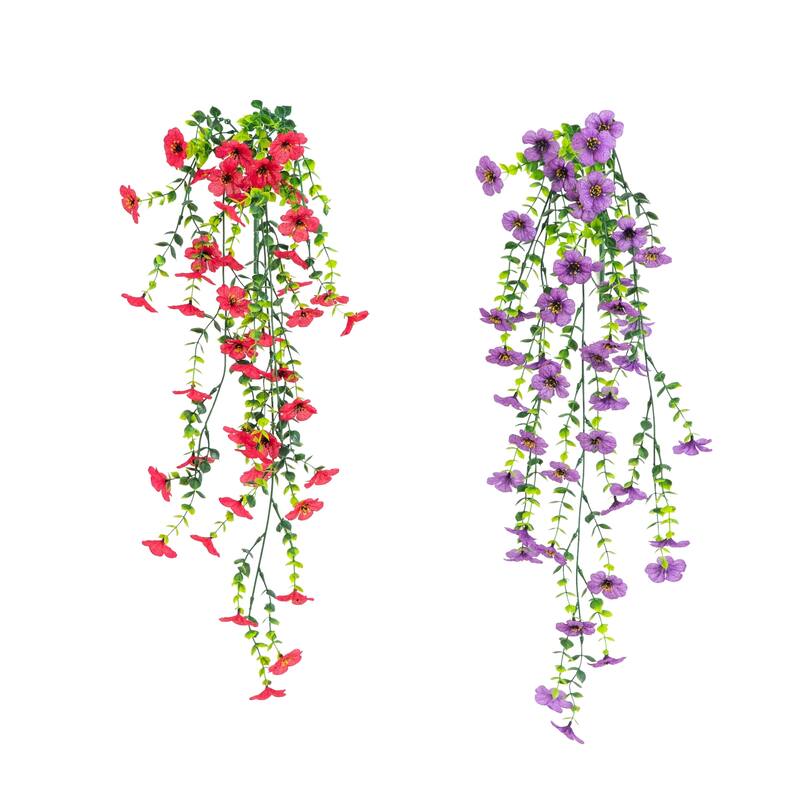 31-in UV Resistant Artificial Daisy Hanging Plant - Set of 6