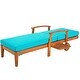 preview thumbnail 5 of 16, Outdoor Solid Wood Chaise Lounge, Patio Reclining Daybed with Wheels