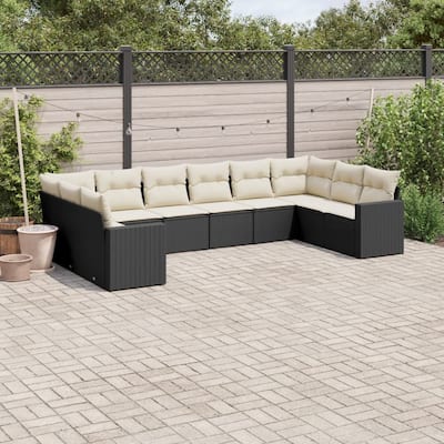 vidaXL Patio Sofa Set with Cushions Outdoor Conversation Furniture Poly Rattan